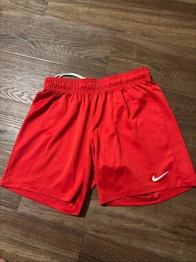 Nike Red Boys Sports Shorts with White Swoosh